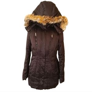 Andrew Marc Down Winter Coat Fur Hood Black XS